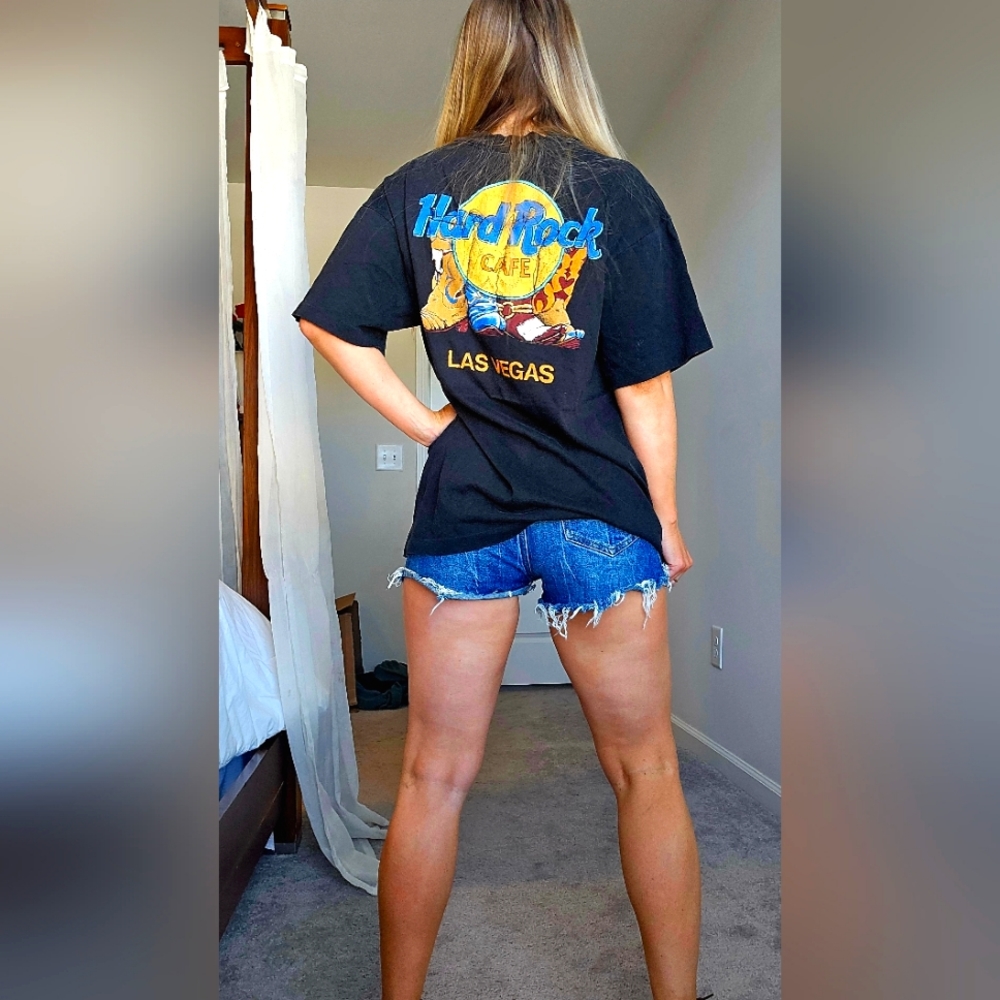 Vintage hard rock Cafe Los Vegas wester boots tee sz L